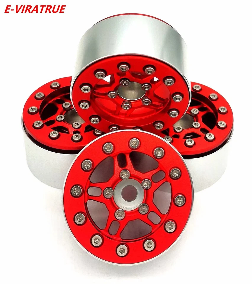 E-VIRATRUE 1.9''Aluminum Bead Lock Wheel For TRX4/TRX6 Red 4pcs - Image 1 of 1