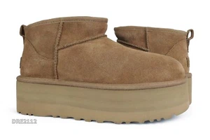 Stivali UGG Classic Ultra Mini Platform Pelliccia di Castagno Donna Taglia 8 *NUOVI* - Foto 1 di 6