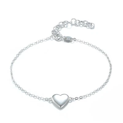 Ladies Hallmarked Solid Sterling 925 Silver Love Heart Bracelet 7 1/2 inches - Image 1 of 4