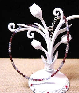 Gorgeous Sterling Silver Hand Cut Garnet & Iolite Ankle Bracelet Anklet F102 - Picture 1 of 3