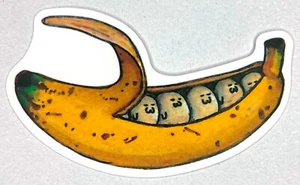 Ripe Peeled Banana Sticker White Tamarind Ball Pod Faces Small Skateboard Laptop - Picture 1 of 1