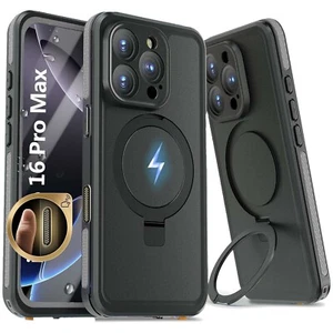 For iPhone 16 Pro Max 16 Plus Shockproof Waterproof Case with Magsafe Kickstand - Picture 1 of 8