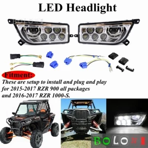 LED Headlight Headlamp Kit For Polaris General RZR XP 900 1000 Turbo 2014-2020 - Picture 1 of 10