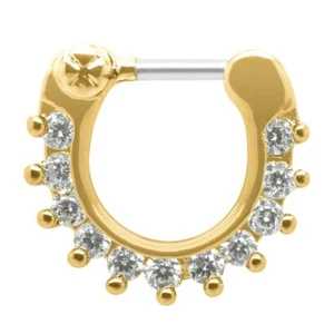 Piercing Septum Strasssteine Strass Nasenring Nasenschmuck silber gold Edelstahl - Bild 1 von 3