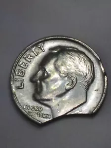 MULTIPLE ERROR COIN CLIPPED DD Roosevelt Dime Denver Mint Error - Picture 1 of 4