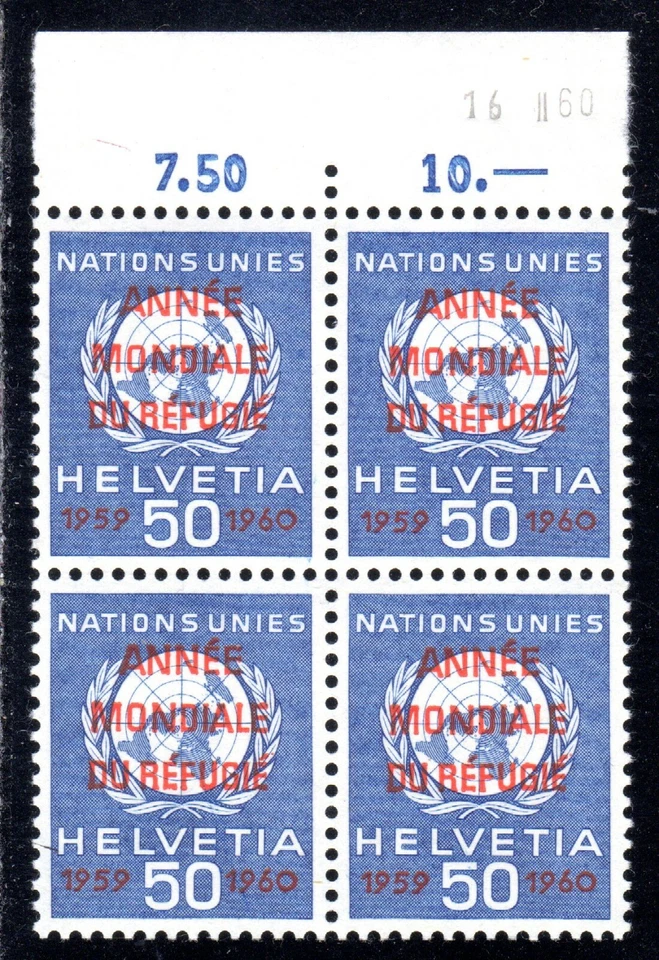 1960 Switzerland SC# 7032-World Refugee Year - 1 Block of 4-M-NH - Image 1 of 1