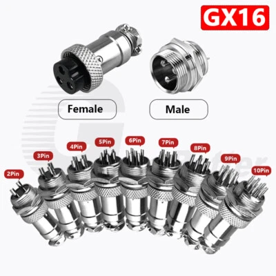 GX16 Aviation Plug Socket 2 3 4 5 6 7 8 9 Pin Female Male Panel Cable Connector - Image 1 of 4