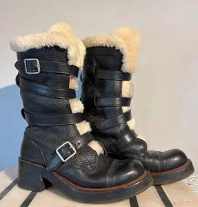 Coach Shearling Moto Boots Size 6.5 - Picture 1 of 7