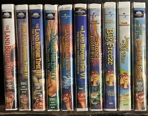 Land Before Time VHS Lot Of 10! Movies 1-9 + Sing Along Songs! FREE SHIPPING! - Picture 1 of 11