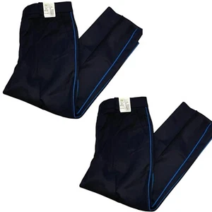 Lot Of 2 NEW Men’s Security Uniform Pants Black W/ Blue Piping Stripe 38x28 - Picture 1 of 10
