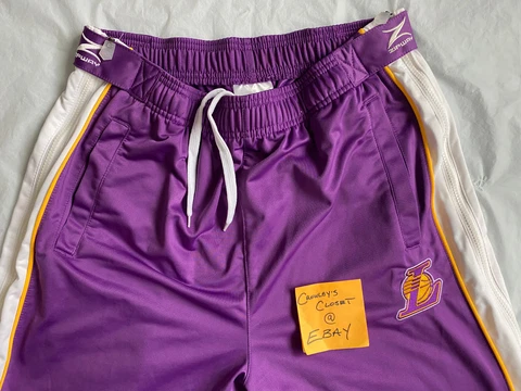 Mens Medium (27-inseam) LA Lakers Zipway Purple Zippered Warmup Basketball Pants Cover
