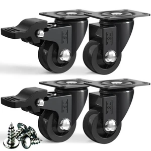 4 DSL Small 25mm Rubber Swivel Castor Wheels Furniture Trolley Caster Brake 60KG - Picture 1 of 5