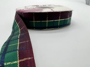 7/8"x 25" Yards Lion Burgundy, Green ,Gold Ribbon - Picture 1 of 4