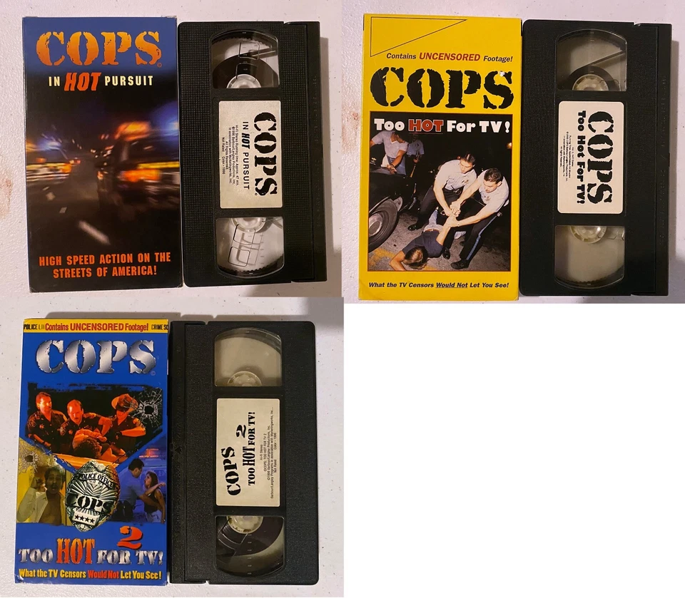 VHS: COPS: In Hot Pursuit + Too Hot for TV 1 2: lot - Image 1 of 1