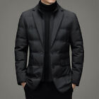 Mens Detachable Collar Down Jacket Warm Business Formal Blazer Winter Outwear