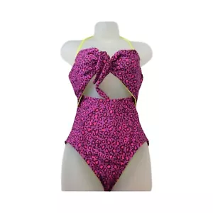 Traje de baño BCBGeneration púrpura estampado de guepardo talla XS NUEVO CON ETIQUETAS - Imagen 1 de 10