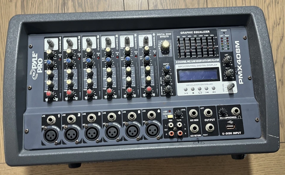 Pyle Pro PMX408M 6 Channel Microphone / Audio Effects & Mixer - FOR PARTS - Image 1 of 4