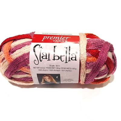 Premier Yarns Starbella Yarn Happy Pinks Color 04 Acrylic 6 PLY D Lot S2260 NEW - Image 1 of 4