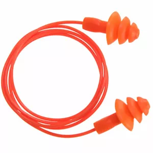 REUSABLE CORDED TPR EARPLUGS 50 PAIR NRR 24dB ORANGE EP04 - Picture 1 of 1