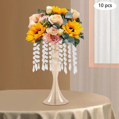 10pcs Gold Flower Stand for Wedding Table Centerpieces Crystal Flower Vases - Image 1 of 4