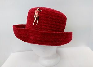 Vintage Betmar New York Red Hat Soft Bucket Pin Red Hat Society