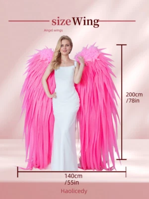 Handmade extra-long pink foam archangel wings for wedding photography & event p - Image 1 of 4