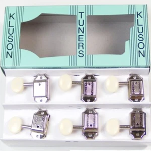 Kluson M33JP Vintage DLine Oval Kunststoff Knopf Tuner, 3x3 Nickel 8,5 mm Durchmesser - Bild 1 von 2