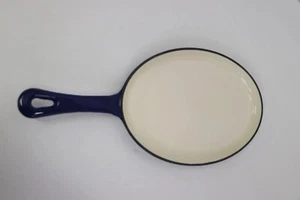 Lovely Rachel Ray Cobalt Blue White Fajita or Pancake Cast Iron Enamel Pan, EUC - Picture 1 of 5