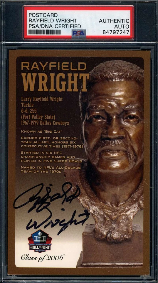 Rayfield Wright PSA DNA Signed Hall of Fame Bronze Bust Postcard Autograph - Image 1 of 1
