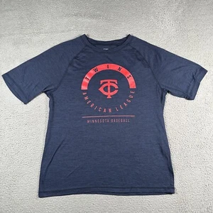 Minnesota Twins Shirt Medium M Blue Logo Graphic Tee Polyester Short Sleeve Mens - Picture 1 of 13