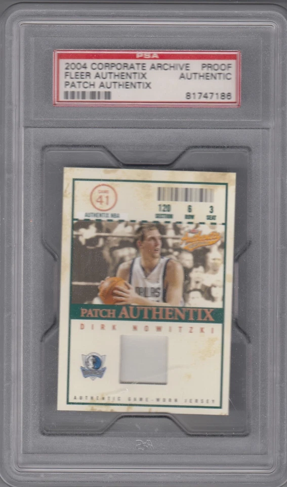 2004-05 Dirk Nowitzki Fleer Authentix Bronze Corporate TEST PROOF Patch - PSA - Image 1 of 1