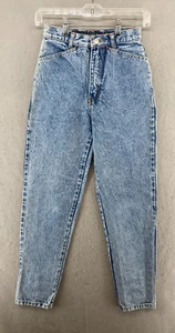 Jordache Damen Jeans 5 Regular Blau Tapered Mom Vintage 90er Acid Wash Schleifen - Bild 1 von 12