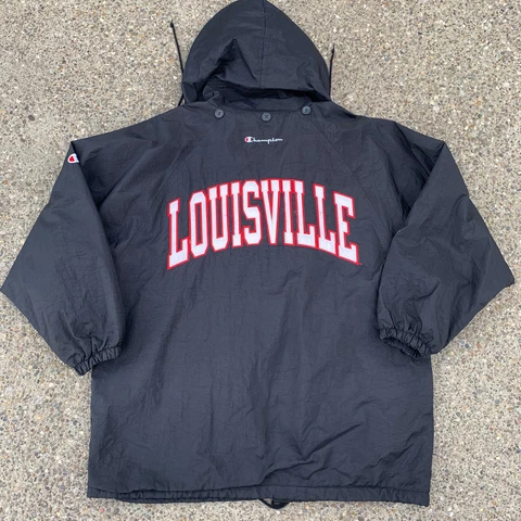 Vintage Champion Louisville Cardinals Men's Jacket Black Nylon Size Medium Cover