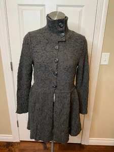 Free People Gray Chunk Knit Wool Peplum Sweater Coat, Size S - Picture 1 of 6