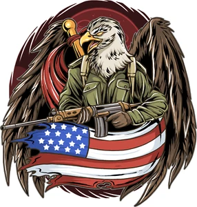 AMERICAN EAGLE GUN FLAG USA MADE DECAL STICKER TRUCK VEHICLE WINDOW WALL CAR - Picture 1 of 1