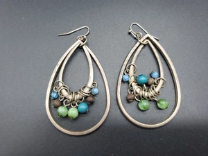 Silver Tone Beaded Drop/Dangle Earrings - Picture 1 of 3