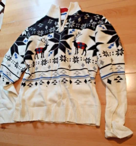 Norweger Pullover Herren, Größe L, Nebulus, Weiß, Schwarzes Muster, Strick - Bild 1 von 1