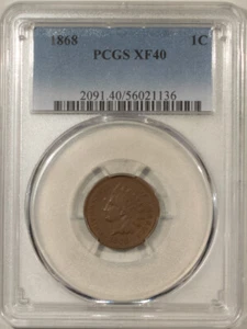 1868 INDIAN CENT - PCGS XF-40, NICE MEDIUM BROWN! - Picture 1 of 3