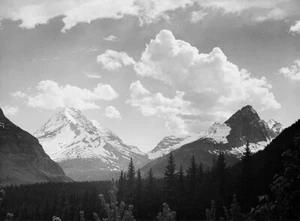 Ansel Adams Mountains and Clouds, Glacier National Park, Montana + Ships Free - Picture 1 of 3