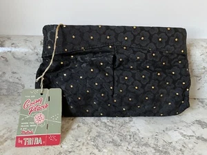 Vintage Trina Inc schwarz mit goldenen Punkten Clutch Handtasche/Schminktasche Abschlussball 60er 70er Neu mit Etikett - Bild 1 von 7