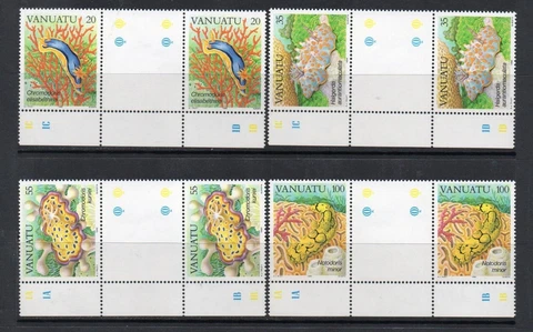 VANUATU MNH 1985 SG421-424 MARINE LIFE - SEA SLUGS GUTTER PAIRS Cover