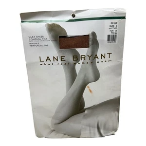 Lane Bryant Silky Sheer Control Top Pantyhose E Beige Invisible Reinforced Toe - Picture 1 of 2