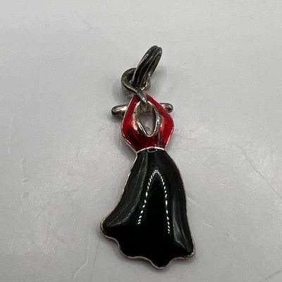 Dije colgante vestido de flamenca esmaltado en plata de ley SMC 925 rojo negro baile Foto 1 de 4