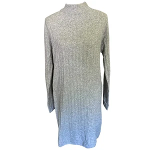 Hilary Radley Gray Mock Neck Long Sleeve Knit Sweater Dress Size Small - Picture 1 of 4