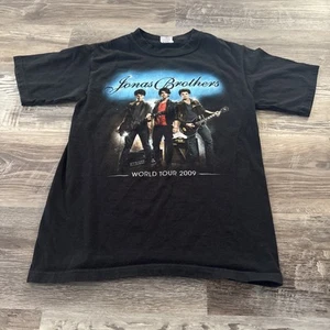 Jonas Brothers World Tour 2009 Men Small Black Short Sleeve Concert T-shirt Y2K - Picture 1 of 3