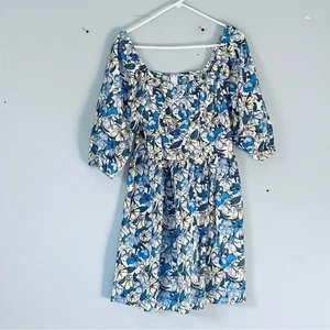 Cato Est. 1946 Sundress 10 Blue and White Puff Sleeve Mini Spring Summer Preppy - Picture 1 of 9