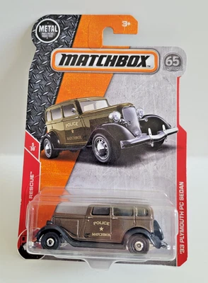 火柴盒 2018 Heroic Rescue '33 普利茅斯 PC 轿车棕色火柴盒警察 — 第 1/3 张图片