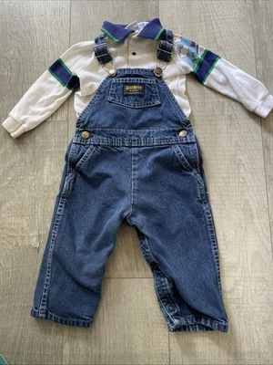 Vintage Baby Oshkosh Overalls & Shirt Made In The USA 24M - Image 1 of 4