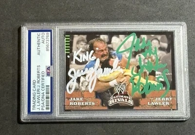 JAKE “THE SNAKE” ROBERTS & JERRY LAWLER 2008 TOPPS WWE SIGNED AUTO CARD PSA/DNA - Image 1 of 2
