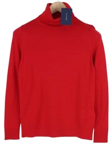 GANT Washable Merino Turtle Neck Women Jumper XS Red Tight-Knit Soft Pullover - Picture 1 of 12